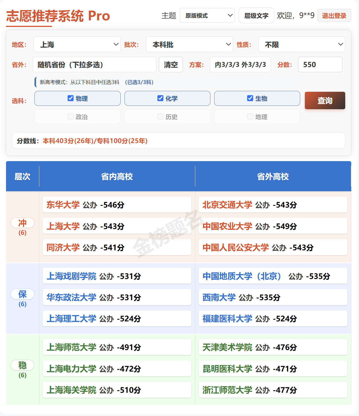 志愿推荐-院校版 Pro